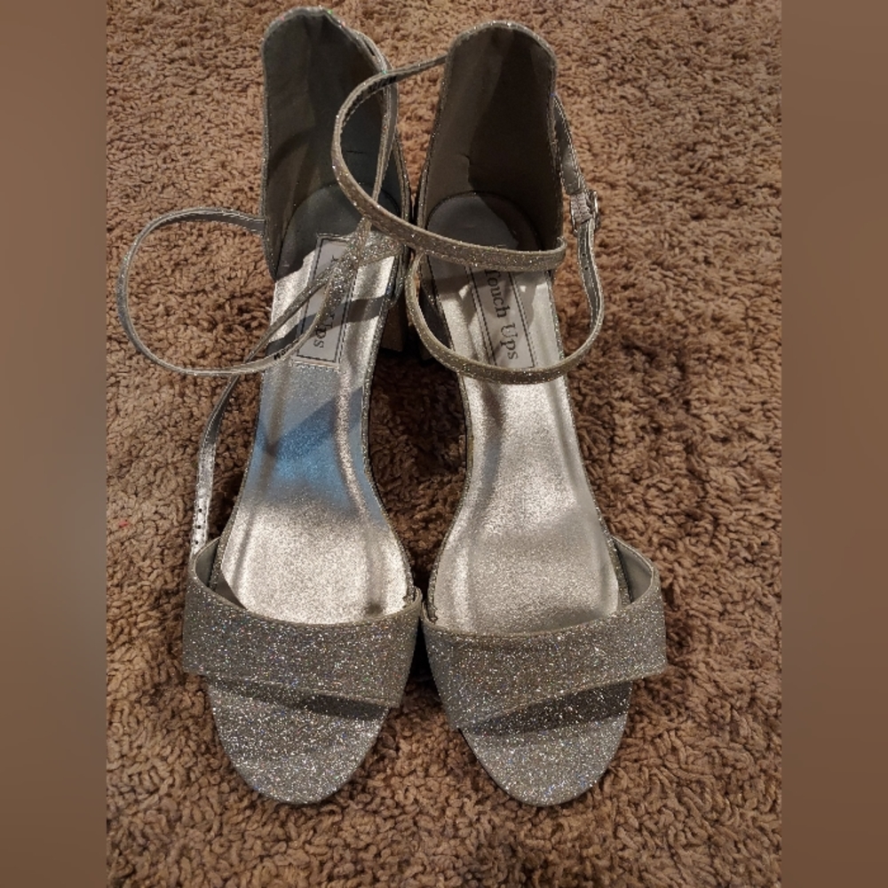 Brand new silver glittery open toe shoes